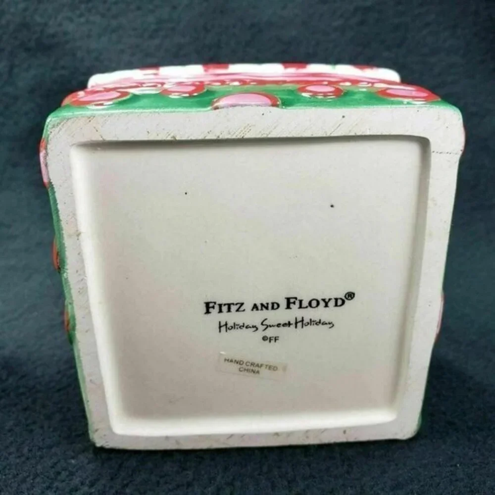 Fitz and Floyd Candy Jar Trinket Box Holiday Sweet Holiday Christmas Lidded READ